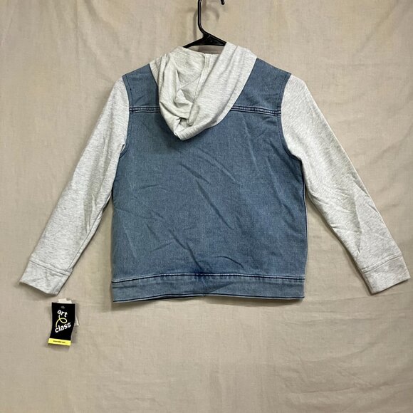 NWT Art Class Boys Size M8 Light Blue Stretch Hood Long Sleeve Denim Jacket - Picture 11 of 14